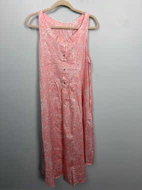 Papinelle Women’s Large Floral Pink Sleeveless Maxi Cotton Nightgown Dress